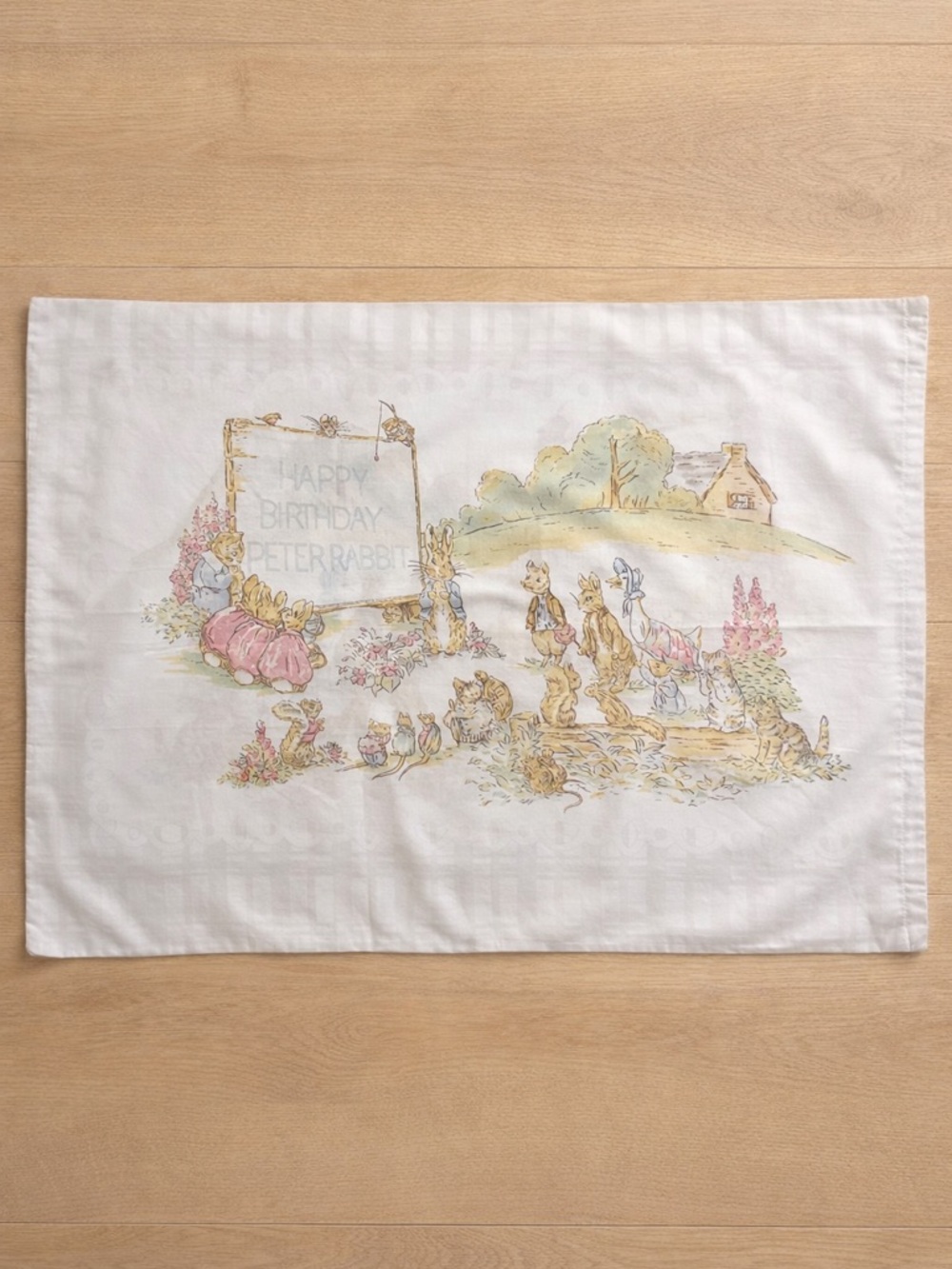 Vintage Cannon Peter Rabbit Birthday Pillowcase Beatrix Potter USA
